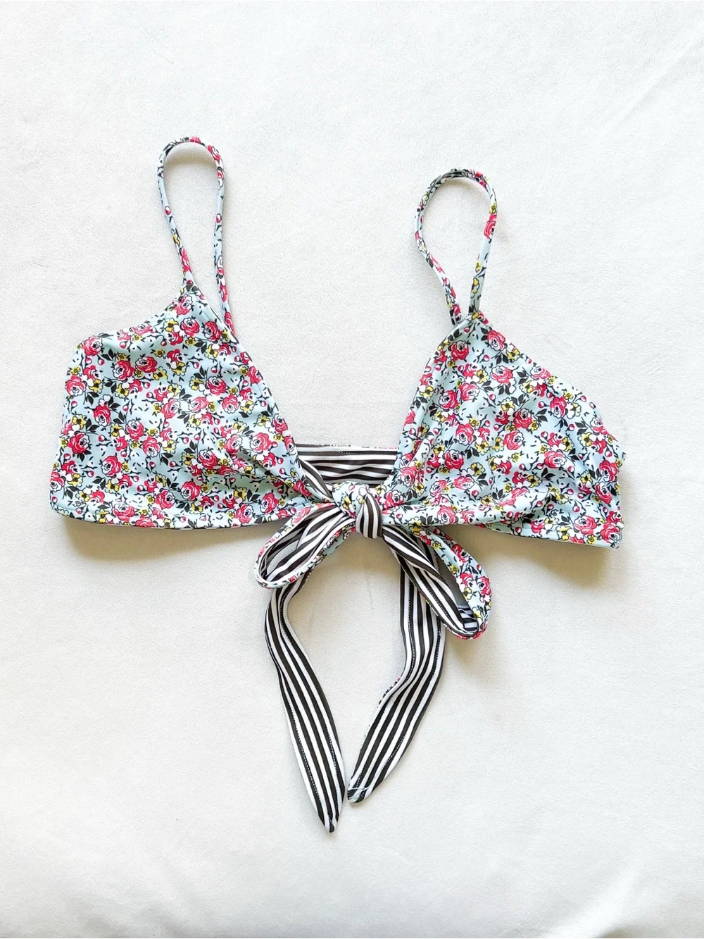 L* Space Reversible Floral and Stripe Bikini Top